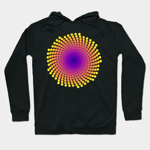 Whirlpool Spiral | Light Sunset Yellow Red Blue Hoodie by aRtVerse